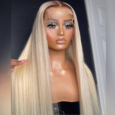 Top 10A 250% Density Customized Ombre Platinum Blonde Colored 13x6 Lace Front Human Hair Wigs Brazilian Body Wave