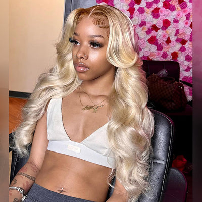 Top 10A 250% Density Customized Ombre Platinum Blonde Colored 13x6 Lace Front Human Hair Wigs Brazilian Body Wave