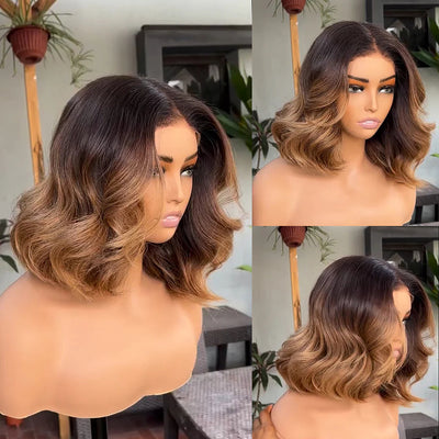 Classical Ombre Brown Colored Glueless Lace Wig Ready To Wear-015