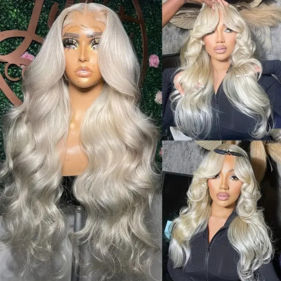 Top 10A 250% Density Platinum Colored 13x6 Lace Human Hair Wigs