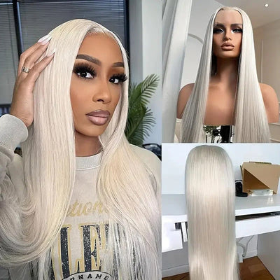 Top 10A 250% Density Platinum Colored 13x6 Lace Human Hair Wigs