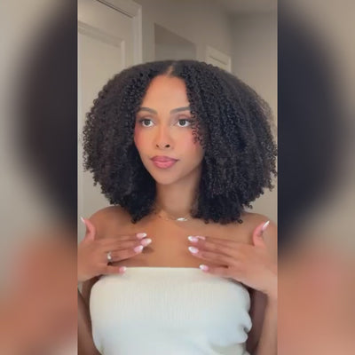 Perfect Amount Of Volume Coily Curly Ombre Brown Colored Glueless Lace Wig-019