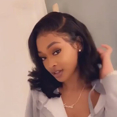 Side Part Layered 13x6 Lace Front Wavy Bob Wigs Glueless Lace Wigs