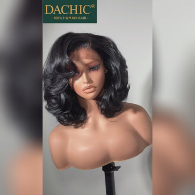 Chic Side Part Layered Cut Glueless Lace Human Hair Wigs-013