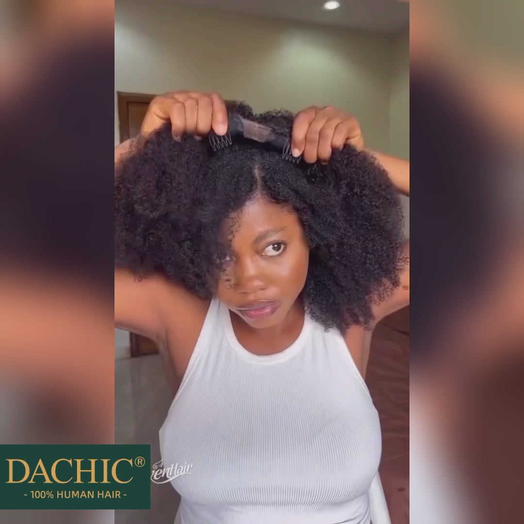 Coily / Kinky Curly 3 In 1 Half Wig ( Can be weared in half wig / headband wig / ponytail )