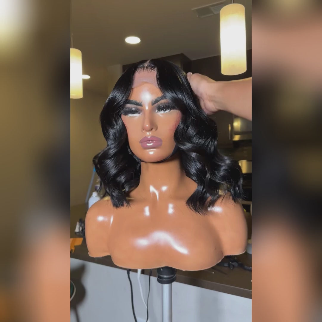 New Premium Elegant Wavy Wigs Pre-Everything 6x5 Glueless Human Hair Bob Wigs-075