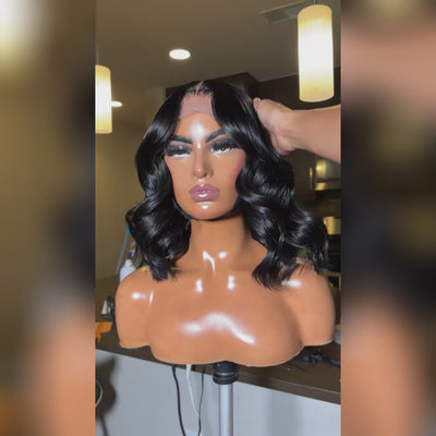 New Premium Elegant Wavy Wigs Pre-Everything 6x5 Glueless Human Hair Bob Wigs-075