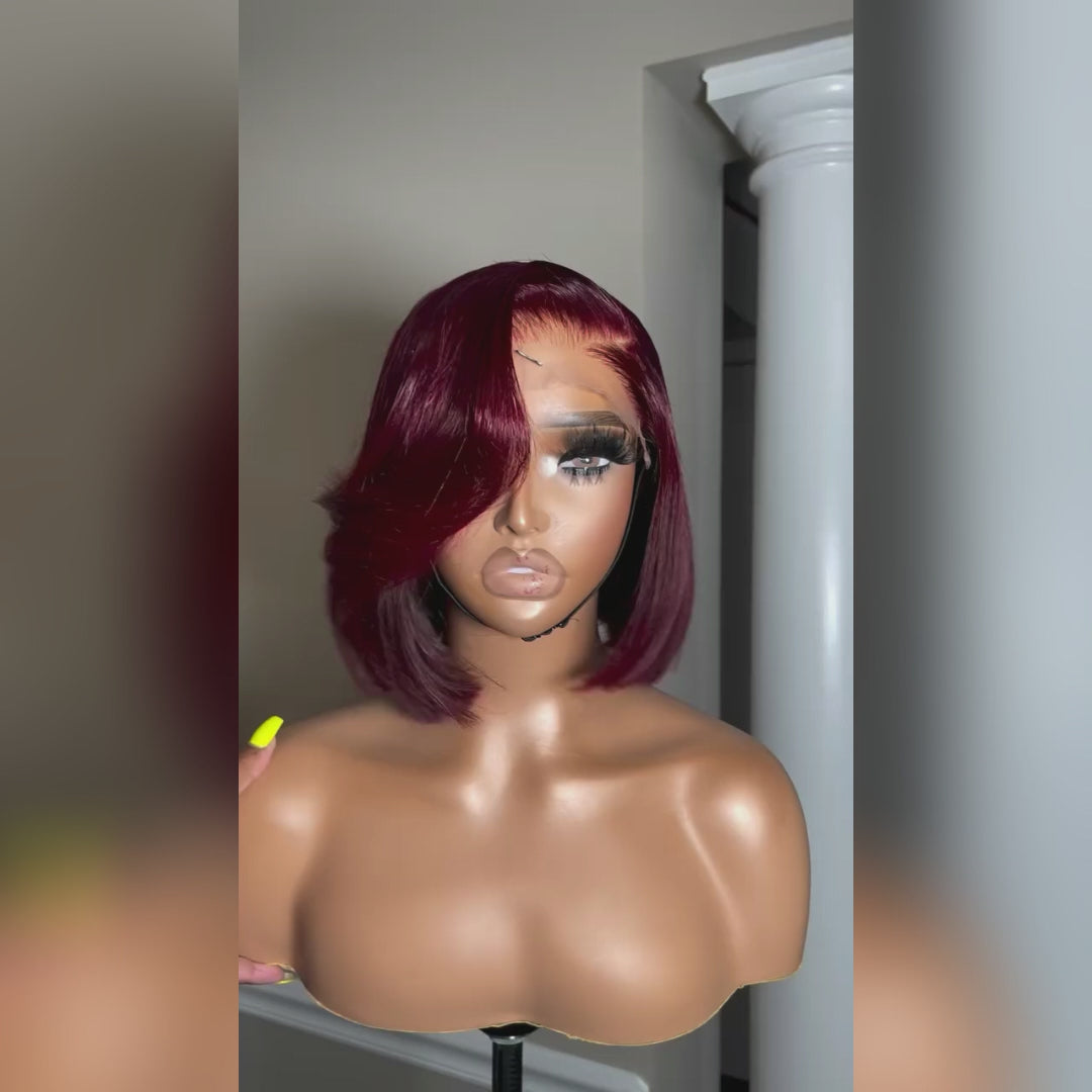Elegant And Classy Side Part Layered Cut Design Colored Glueless Lace Human Hair Wigs-009