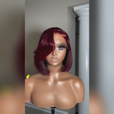 Elegant And Classy Side Part Layered Cut Design Colored Glueless Lace Human Hair Wigs-009