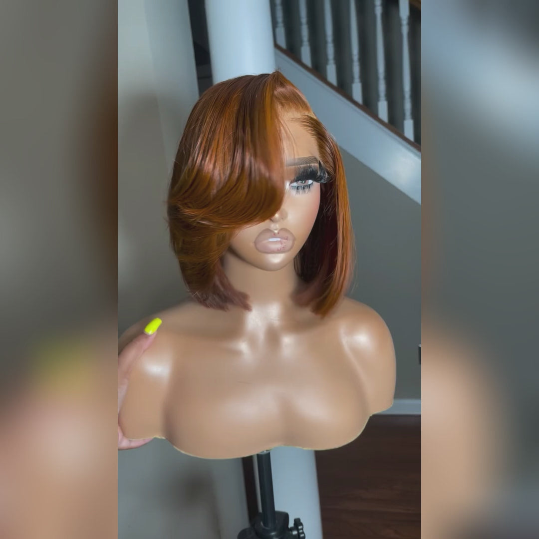 Elegant And Classy Side Part Layered Cut Design Colored Glueless Lace Human Hair Wigs-009