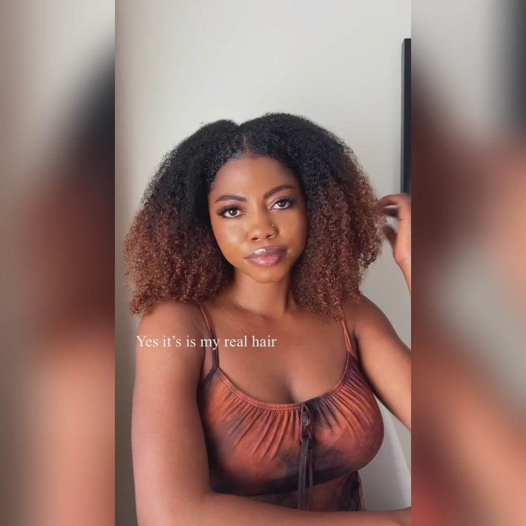 Coily / Kinky Curly 3 In 1 Half Wig ( Can be weared in half wig / headband wig / ponytail )