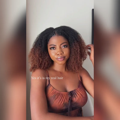 Coily / Kinky Curly 3 In 1 Half Wig ( Can be weared in half wig / headband wig / ponytail )