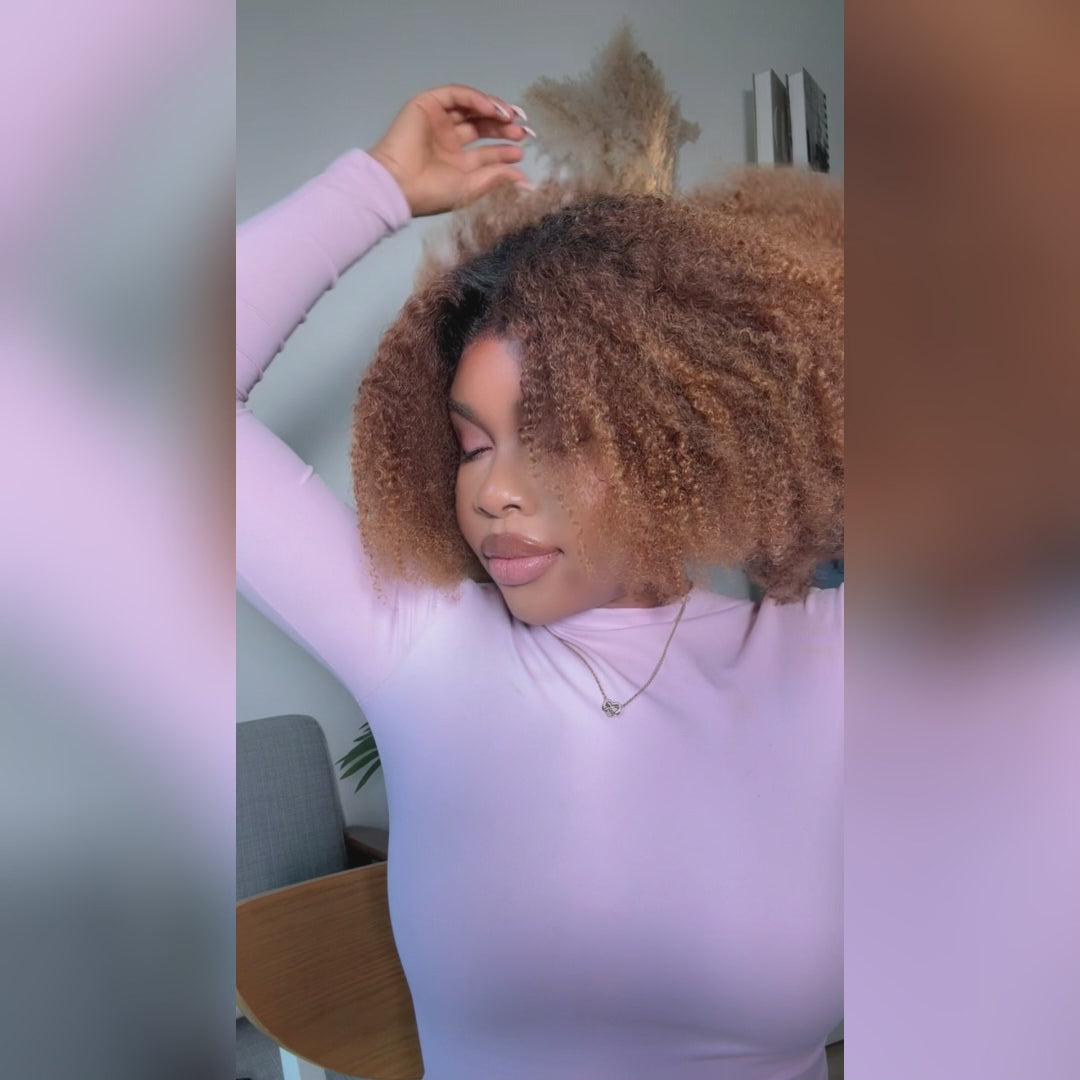 Milk Chocalate Ombre Short Coily Glueless Wig-034