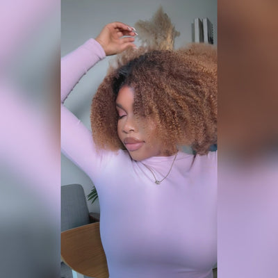 Milk Chocalate Ombre Short Coily Glueless Wig-034