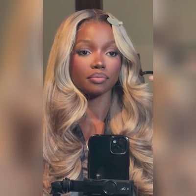 Top 10A 250% Density Ombre P10/613 Ash Blonde Colored 13x6 Lace Front Human Hair Wig-052