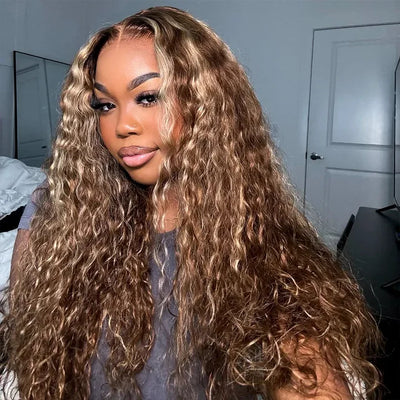 Beyonce Inspired ! Highlight 4/27# Colored HD Transparent 5x5 13x6 Lace Closure Front Wig 6x5 Glueless Ready Go Human Hair Wig Water Wave