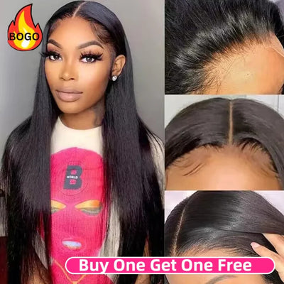 Dachic Straight 13x4 13x6 HD Transparent Lace Frontal Human Hair 180% Density Wigs Bogo Deal