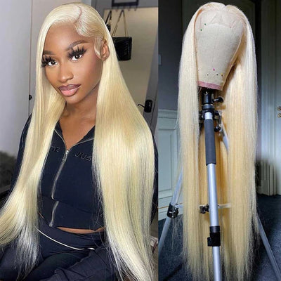 HD Transparent 13x4 13x6 613 Blonde Lace Front Human Hair Frontal Wigs 180% Density