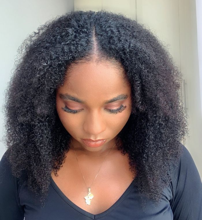 Natural Curly Ombre Brown Colored Seamless V-Part Wig,Can Be Weared No Leave Out, No Crochet