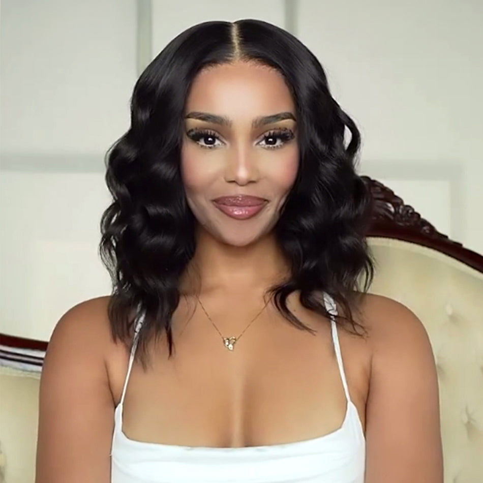 New Premium Elegant Wavy Wigs Pre-Everything 6x5 Glueless Human Hair Bob Wigs-075