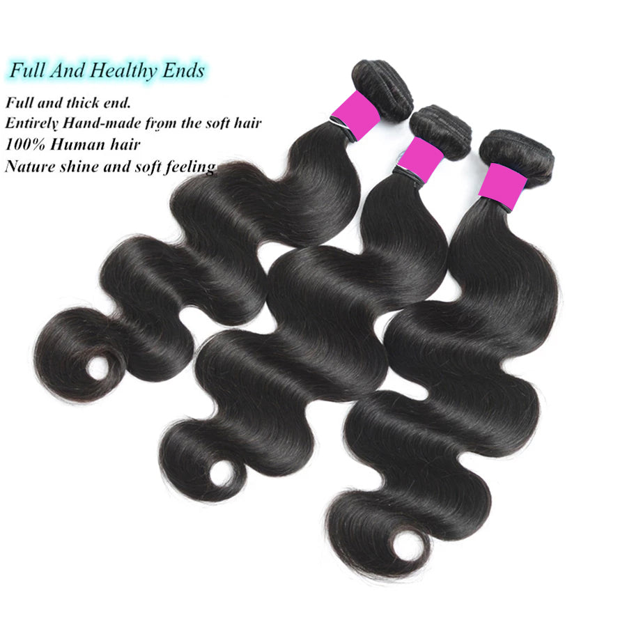 Dachic Hair Body Wave 3 Bundles Remy Brazilian Human Hair Bundles Natural Color Hair Extensions