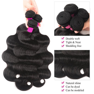 Dachic Hair Body Wave 3 Bundles Remy Brazilian Human Hair Bundles Natural Color Hair Extensions