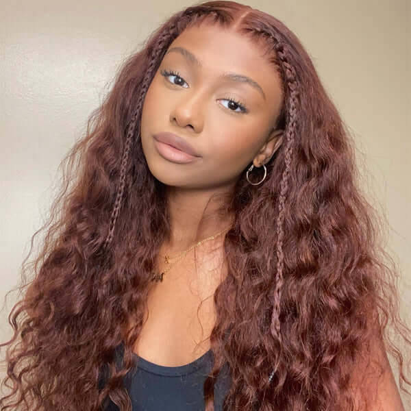 Dachic Hair 33# Auburn 13x6 5x5 Lace Front Closure Water Wave Human Hair Wigs 180%