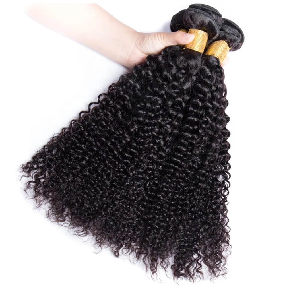 Dachic Hair Malaysian Jerry Curly 4 Bundles Human Hair Weave Remy Hair Weft Weaving Extensions