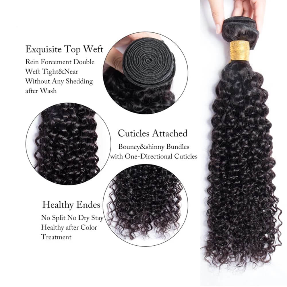 Dachic Hair Malaysian Jerry Curly 4 Bundles Human Hair Weave Remy Hair Weft Weaving Extensions