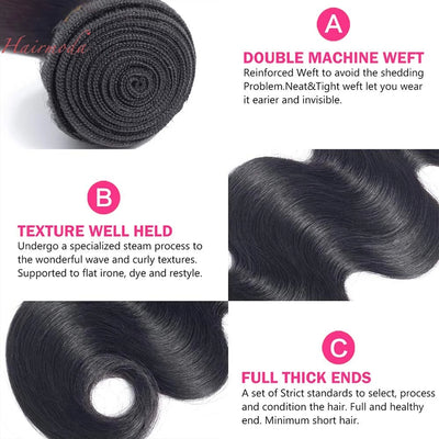 Dachic Hair Body Wave 3 Bundles Remy Brazilian Human Hair Bundles Natural Color Hair Extensions