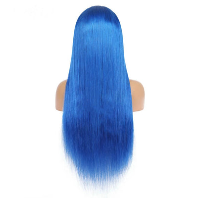 Dachic Hair 13x4 4x4 Colored Light Blue HD Lace Frontal Closure Wigs Straight Human Hair Wig