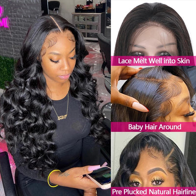 Dachic Hair 13x4 Lace Front Human Hair Wigs Brazilian Loose Deep Wave Frontal Wigs 180% 200% Density