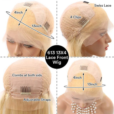 No.24 Dachic Hair #613 Blonde Short Bob 13x4 Lace Front Human Hair Wigs Brazilian Straight Wigs