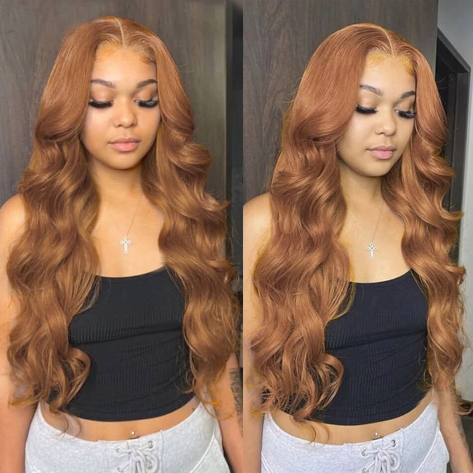 Dachic Hair Ginger Blonde Colored 13x6 HD Lace Front Human Hair Wigs Body Wave Frontal Wigs 180%