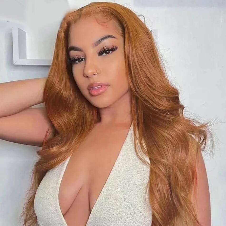 Dachic Hair Ginger Blonde Colored 13x6 HD Lace Front Human Hair Wigs Body Wave Frontal Wigs 180%