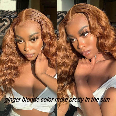 Dachic Hair Ginger Blonde Colored 13x6 HD Lace Front Human Hair Wigs Body Wave Frontal Wigs 180%