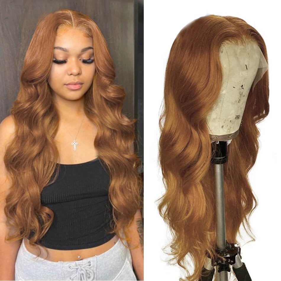 Dachic Hair Ginger Blonde Colored 13x6 HD Lace Front Human Hair Wigs Body Wave Frontal Wigs 180%