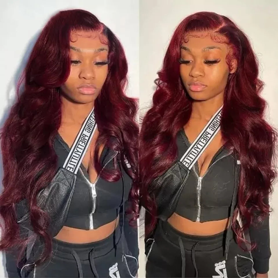 Dachic Hair 99J Body Wave Bundles With 13x4 13x6 4x4 5x5 Lace Frontal Closure Human Hair Brazilian Remy Red Hair