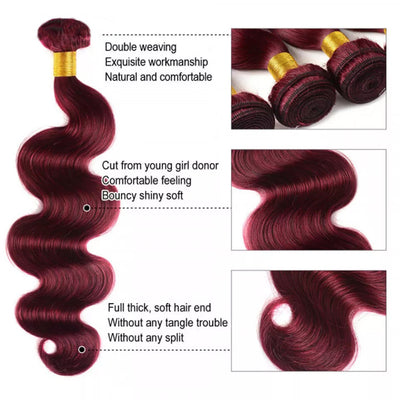 Dachic Hair 99J Body Wave Bundles With 13x4 13x6 4x4 5x5 Lace Frontal Closure Human Hair Brazilian Remy Red Hair