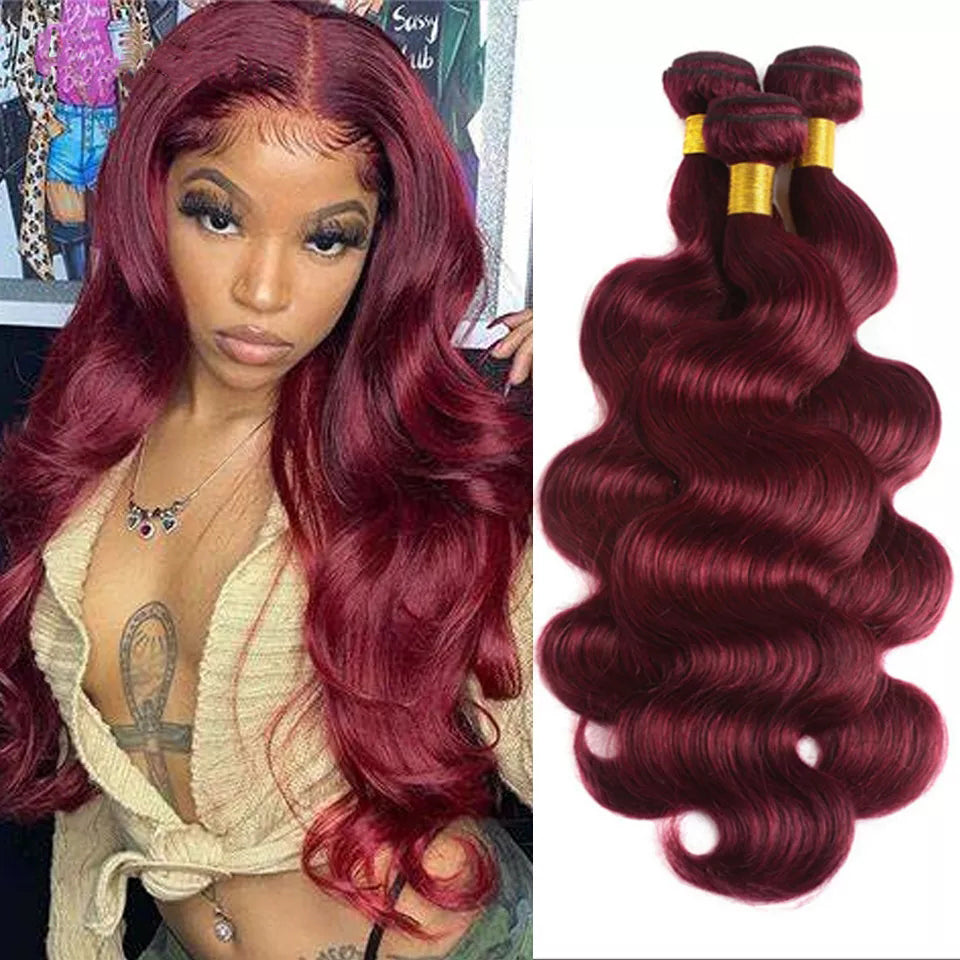 Dachic Hair 99J Body Wave Bundles With 13x4 13x6 4x4 5x5 Lace Frontal Closure Human Hair Brazilian Remy Red Hair