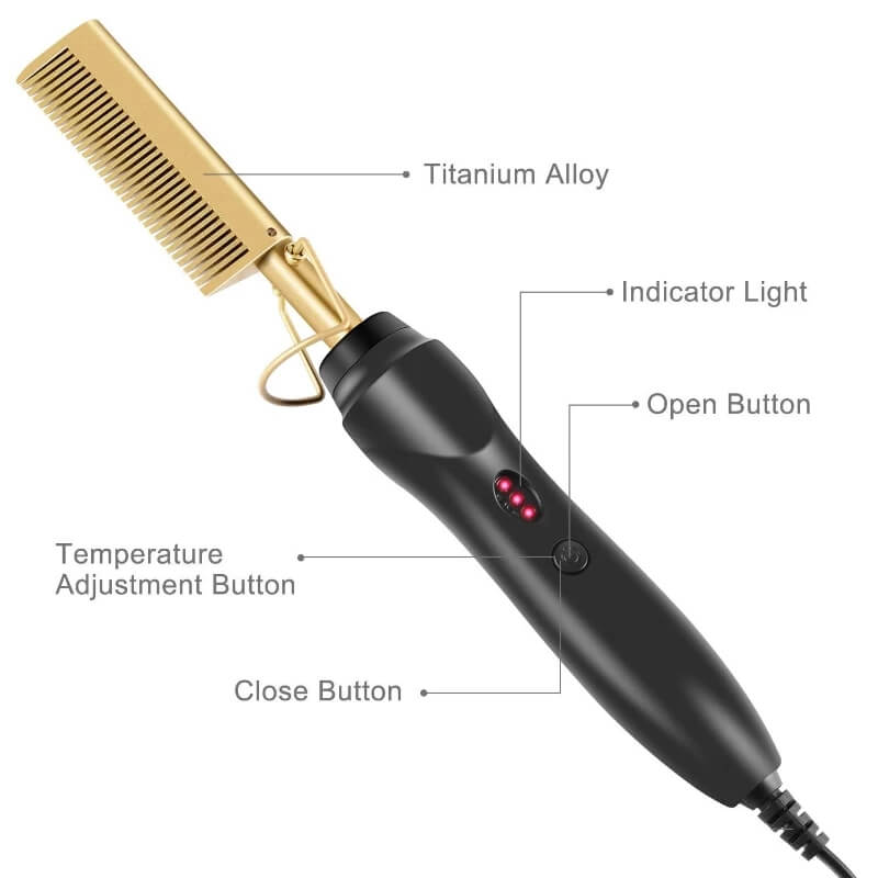 Dachic Hair 2 in 1 Hot Comb Hair Straightener Flat Irons Straightening Brush Heating Comb Hair Straight Styler Hair Curler