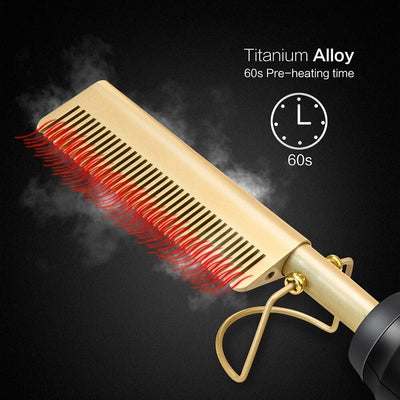 Dachic Hair 2 in 1 Hot Comb Hair Straightener Flat Irons Straightening Brush Heating Comb Hair Straight Styler Hair Curler