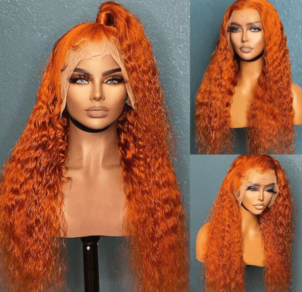 No.50 Dachic Hair Ginger Color 13x4 5x5 Lace Front Closure Human Hair Wigs Water Wave Frontal Wigs 180%