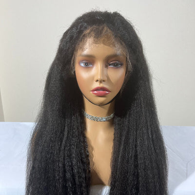 Dachic Hair 4c Hairline HD 13x4 Full Lace Frontal Wig Kinky Straight Brazilian Human Hair