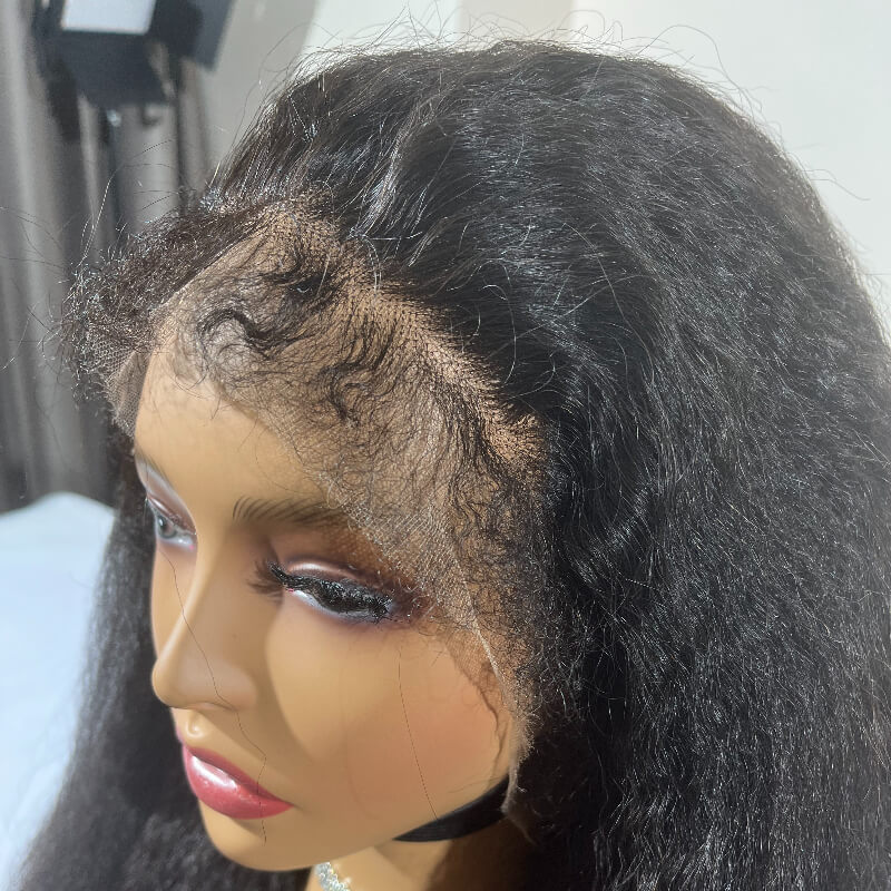 Dachic Hair 4c Hairline HD 13x4 Full Lace Frontal Wig Kinky Straight Brazilian Human Hair