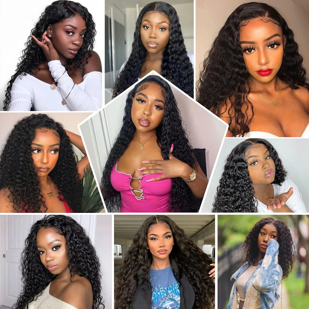 Dachic Hair 13x4 HD Full Frontal Lace Front Human Hair Wigs Brazilian Deep Wave Lace Frontal Wigs 180% 200%Density