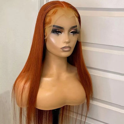 No.11 Dachic Hair #350 Orange Ginger Bone Straight 13x4 Lace Frontal Wigs Human Hair