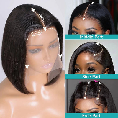 Dachic Hair Bob Bone Straight 13x4 Full Lace Frontal Pre Plucked Brazilian Human Hair Wigs