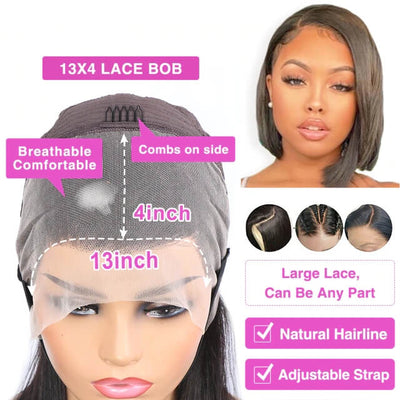 Dachic Hair Bob Bone Straight 13x4 Full Lace Frontal Pre Plucked Brazilian Human Hair Wigs