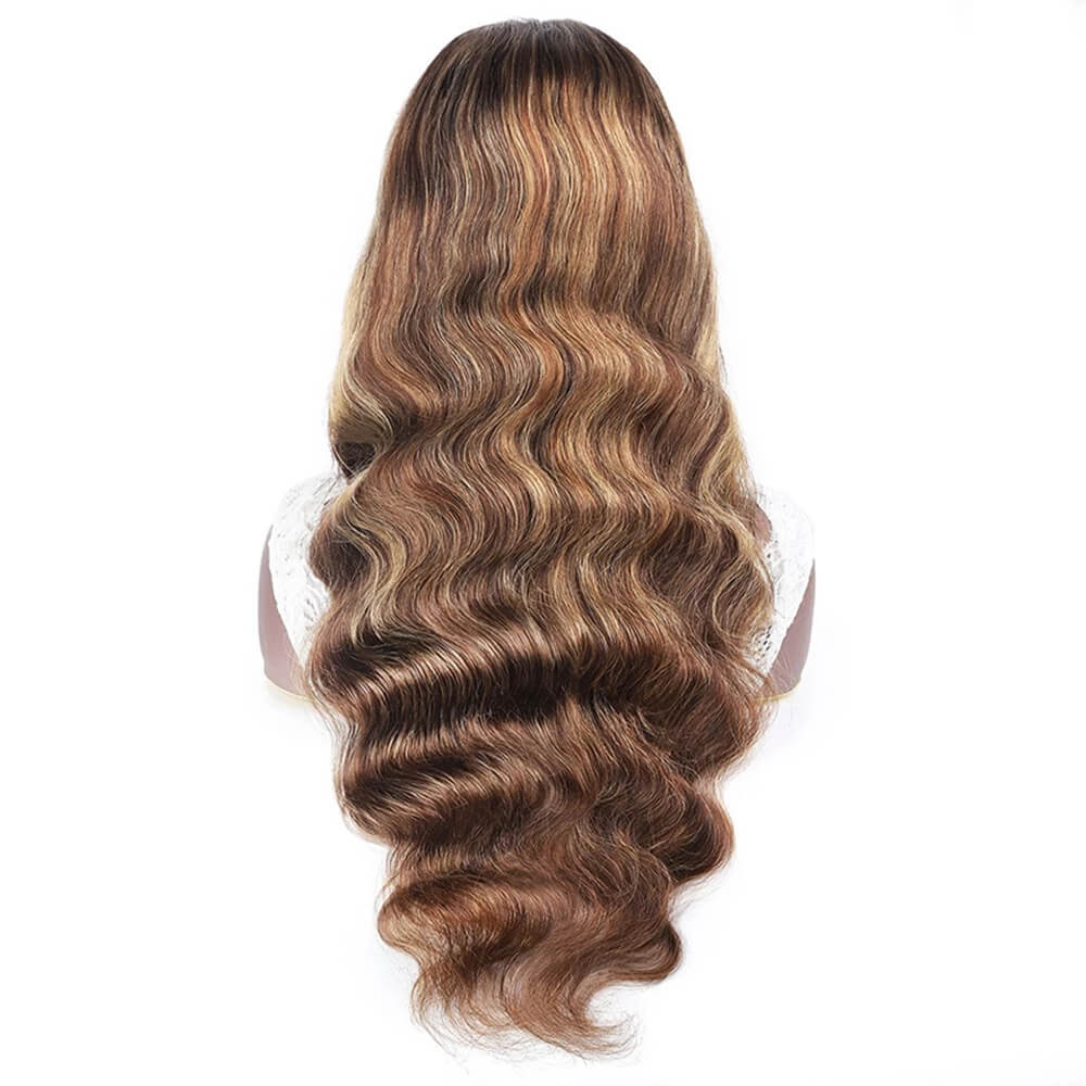 Dachic Hair Glueless 13x4 Lace Front Wigs 4/27 Highlight Body Wave Human Hair Frontal Wigs 180% and 200% Density